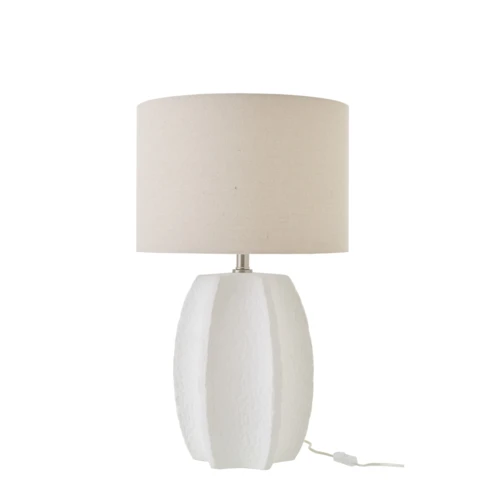 Lampe à poser en poterie avec pied sculpté 40 x 40 x 70 cm Blanc