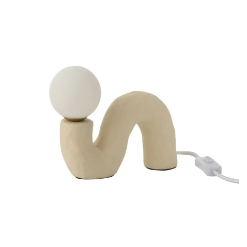 Lampe à poser design en pierre 8 x 22 cm Beige