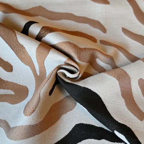Tissu jacquard ameublement motif zèbre dégradé 140 cm Jaune Ocre