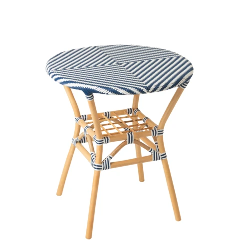 Table de jardin ronde en rotin tressé 70 x 70 x 75 cm Bleu