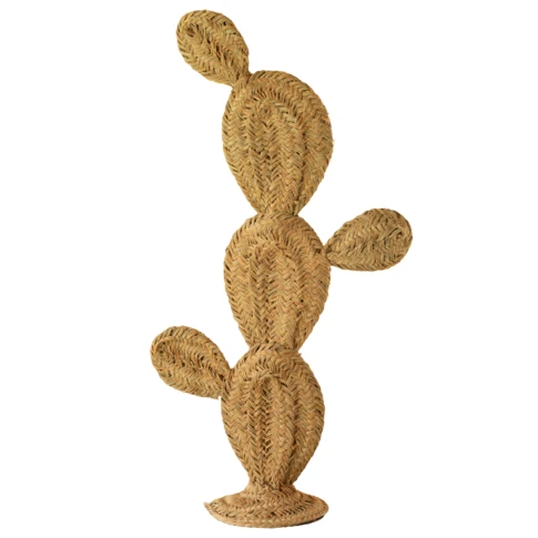 Cactus décoratif en paille XL 65 x 130 cm Naturel