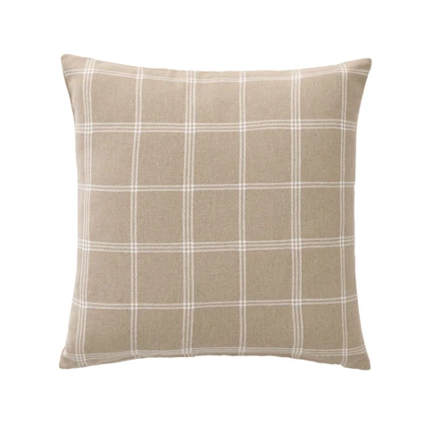 Coussin déhoussable à carreaux en polycoton tissé 45 x 45 CM SABLE