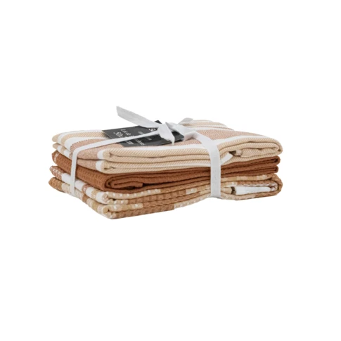 Lot de 3 torchons de cuisine en coton 50 x 70 cm Bronze