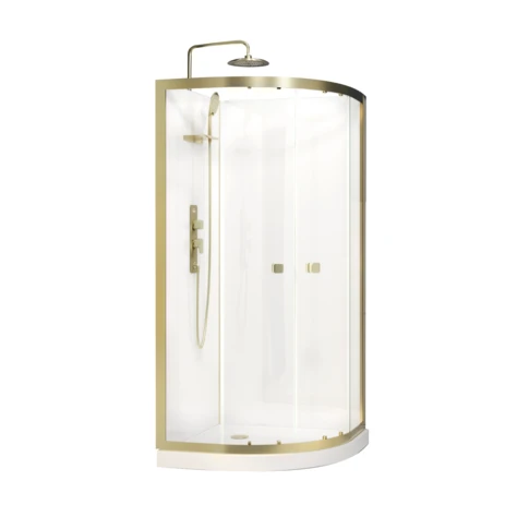 Cabine de douche design doré en aluminium 90 x 90 cm Doré