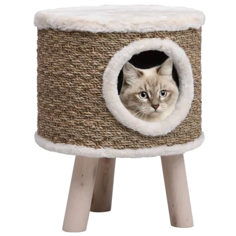 Casa para gatos con patas de madera, 41 cm