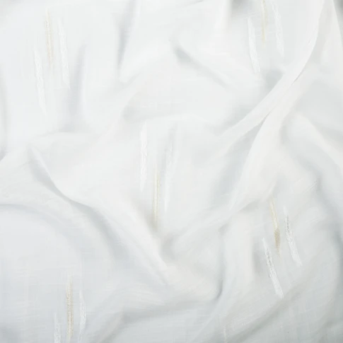 Tissu voile texturé motif fil coupé esprit ikat 320 cm Blanc cassé