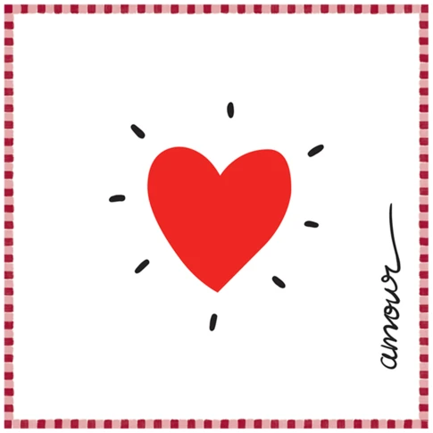 Lot de 20 serviettes papier cœur  33 x 33 cm Rouge