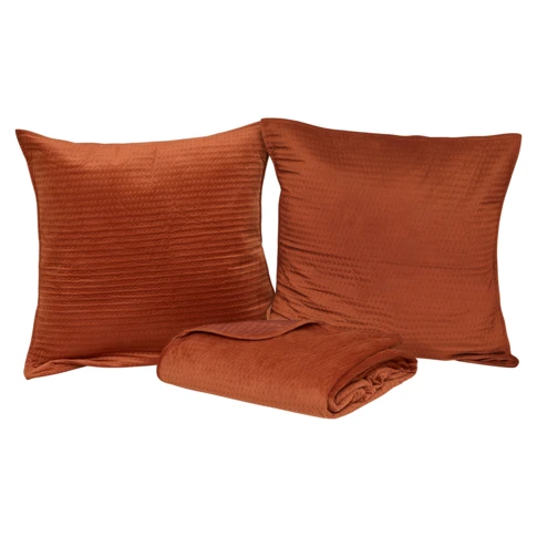 Dessus de lit gaufré avec 2 taies assorties 240 x 260 cm Terracotta