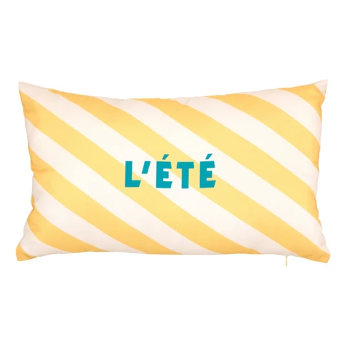 Coussin extérieur rayé "L'été" 30 x 50 cm Jaune