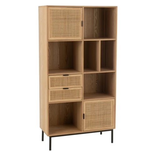 Meuble salon en bois rangements multiples 40 x 90 x 174 cm Naturel