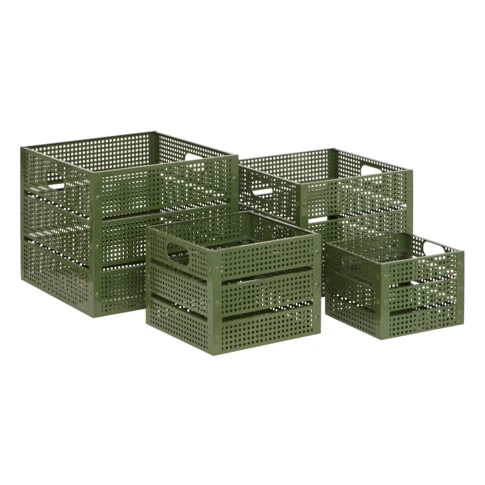 Set de 4 cajas de almacenamiento apilables de metal