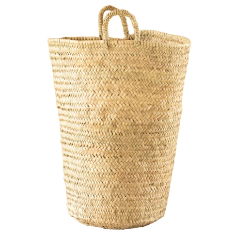 Grand panier en feuilles de palmier avec anse
