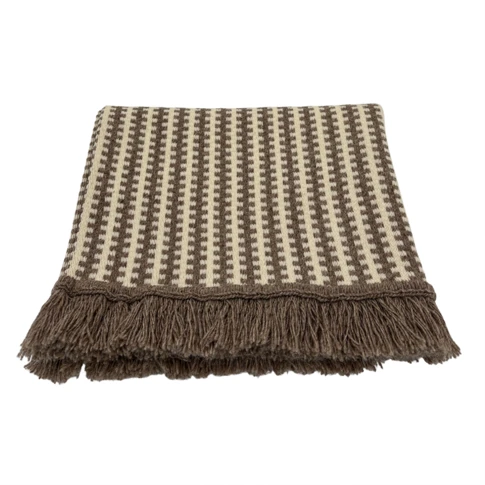 Tapis en laine et coton à motif rayé graphique 80 x 140 cm Naturel