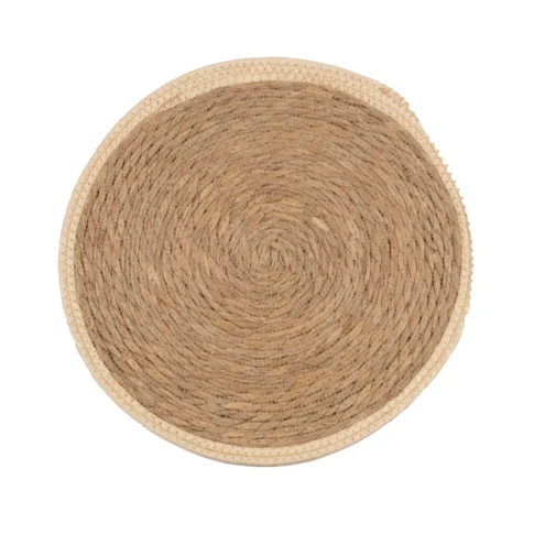 Set de table rond en jute rigide tressée 35 x 35 cm Ecru