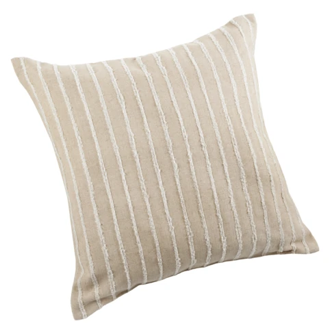 Coussin en coton et lin avec fines rayures texturées 50 x 50 cm Lin