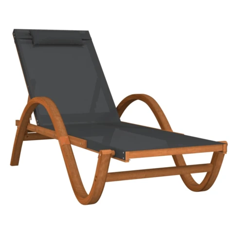 Chaise longue outdoor en bois massif avec coussin