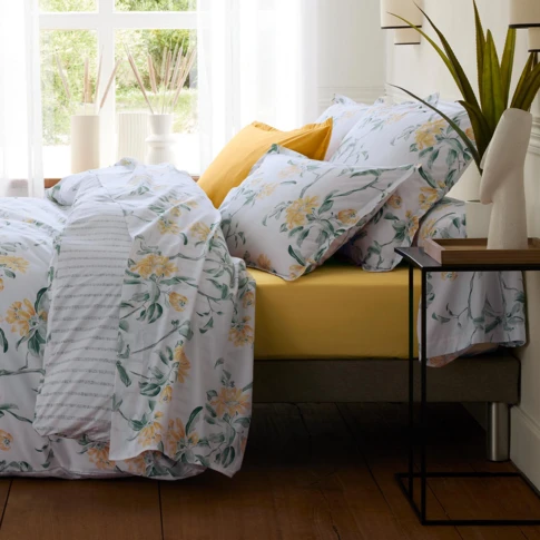 Taie d’oreiller en percale de coton à motif floral 65 x 65 cm Vert