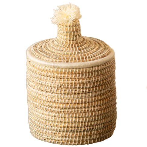 Panier avec couvercle laine 20 x 25 cm Blanc