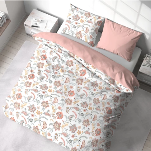Dreiteiliges Bettwäsche-Set mit reversiblen Blumenmuster