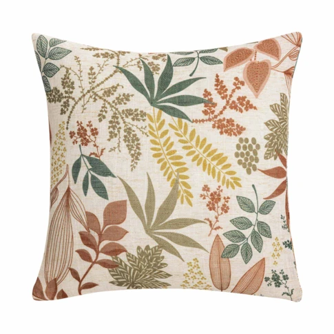 Coussin polylin imprimé feuillages 45 x 45 cm ORANGE