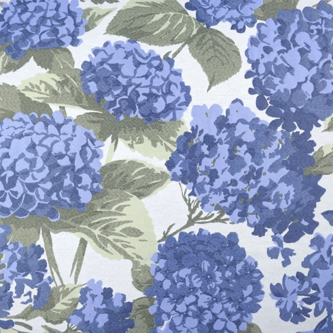 Tissu jacquard au mètre à motif hortensia 145 cm Bleu