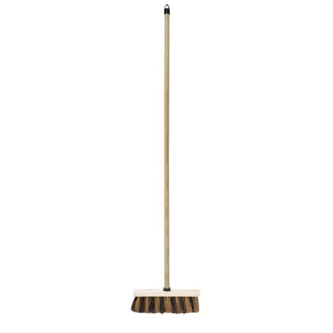Balai coco zébré avec manche bois 30 x 140 cm Marron Clair