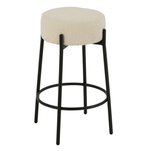 Taburete de bar de tejido bouclé y metal
