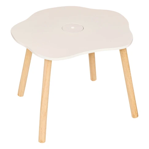Table enfant forme organique avec pieds en bois 55 x 48 x 43 cm Blanc