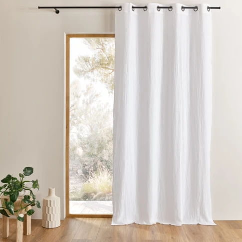Rideau tamisant en gaze de coton à oeillets 130 x 240cm Blanc