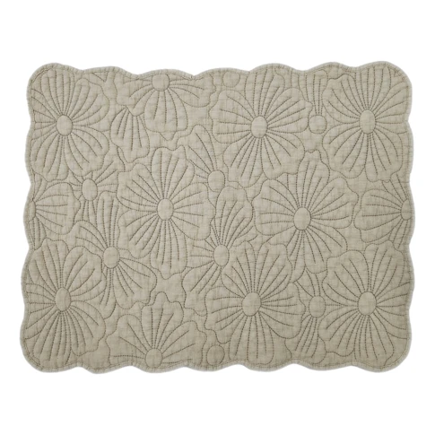 Set de table rectangulaire matelassé avec motif fleurs brodé