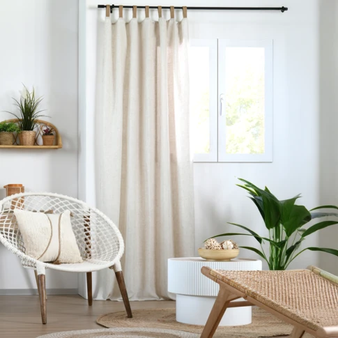 Voilage tamisant polylin à pattes 140 x 240 cm NATUREL