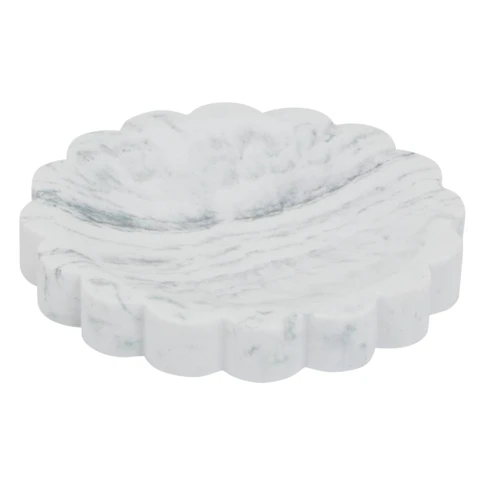 Porte-savon effet marbre en résine 12 x 12 x 2 cm Blanc