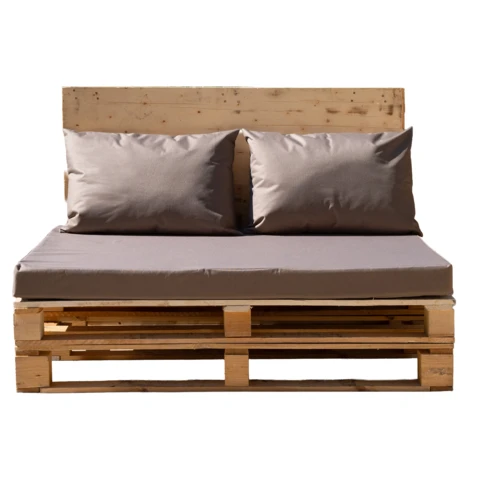 Kit 3 coussins palette outdoor en toile enduite imperméable 120 x 80 cm Lin