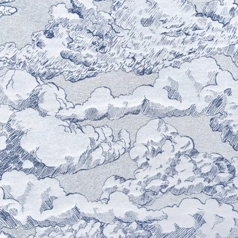 Tissu jacquard au mètre motif nuage 145 cm Bleu Foncé