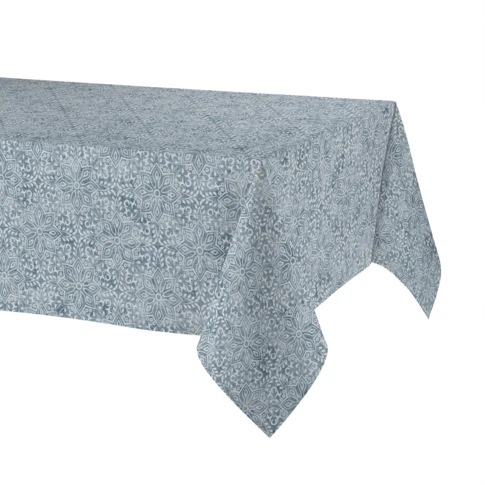 Nappe rectangulaire en polycoton enduit anti-tache graphique 150 x 200 cm Bleu