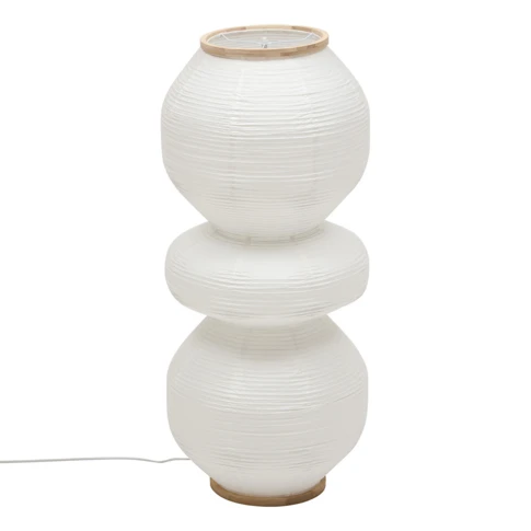 Lampadaire sculptural en papier avec double éclairage 40 x 100 cm BLANC
