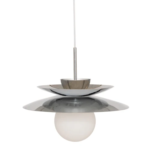 Suspension en métal effet chrome avec globe en verre 38 x 38 x 125 cm Argent