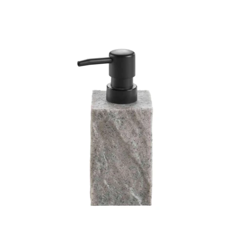 Distributeur de savon effet minéral salle de bain 7 x 7 x 16 cm GRIS