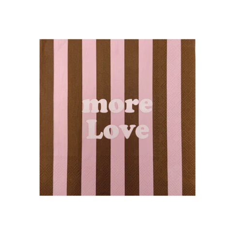 Serviette papier rayure more love x20 33 x 33 cm Rose