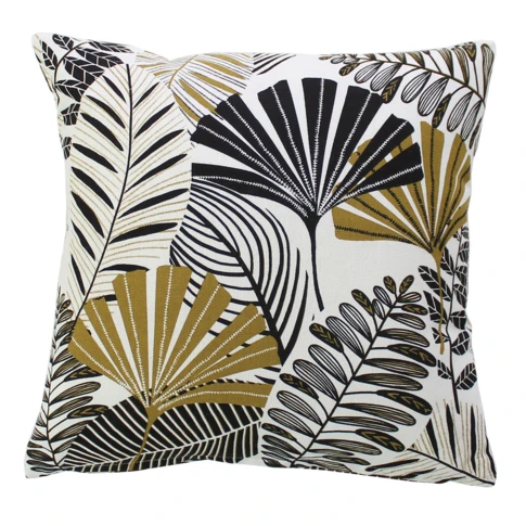 Coussin décoratif feuillage tropical 40 x 40 cm Bronze