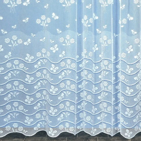 Panneau droit papillon en dentelle modulable avec ruban fronceur 175 x 180 cm Blanc