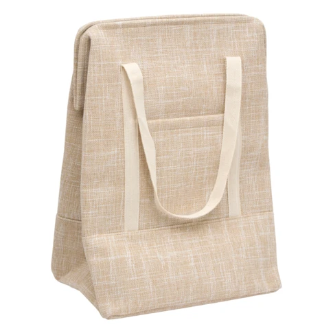 Panier à linge avec anses et poche frontale 42 x 35 x 55 cm Beige