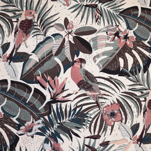 Tissu polycoton imprimé tropical