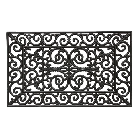 Paillasson en caoutchouc recyclé motif rustique 40 x 60 cm Noir