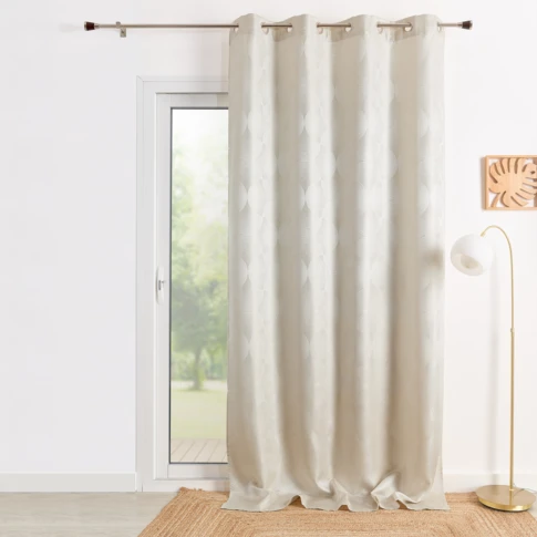 Rideau jacquard motif écailles  140 x 260 cm Ecru