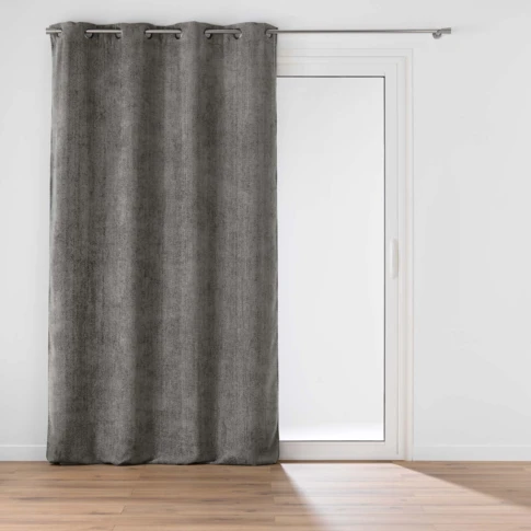 Rideau à œillets en velours chenille 140 x 260 CM Gris anthracite
