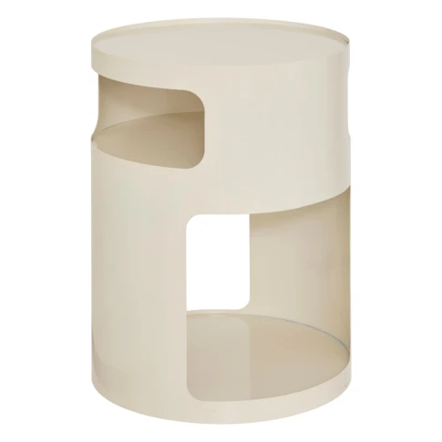 Table d’appoint ronde avec niches de rangement 33 x 33 x 45 cm Ecru