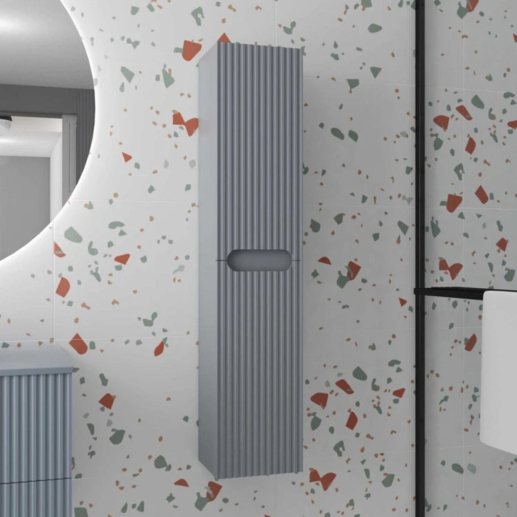 Colonne de salle de bains suspendue texturée et 2 portes