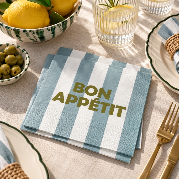 20er-Set Papierservietten Streifenmuster Bon Appétit