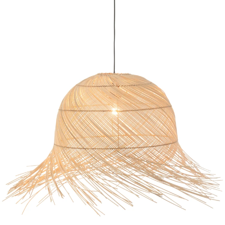 Lampe suspendue ronde en rotin